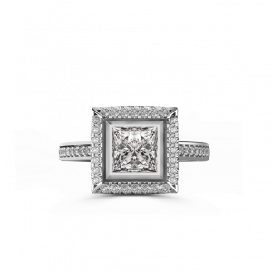 princess diamond halo engagementring - halo engagement ring