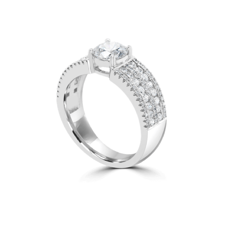 Broad Band Dancing light Engagement Ring- Dancing Light Engagement Rings