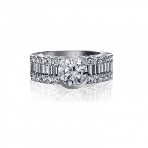 Half Tube & Baguette Dancing Light Engagement Ring-Dancing Light Engagement Ring