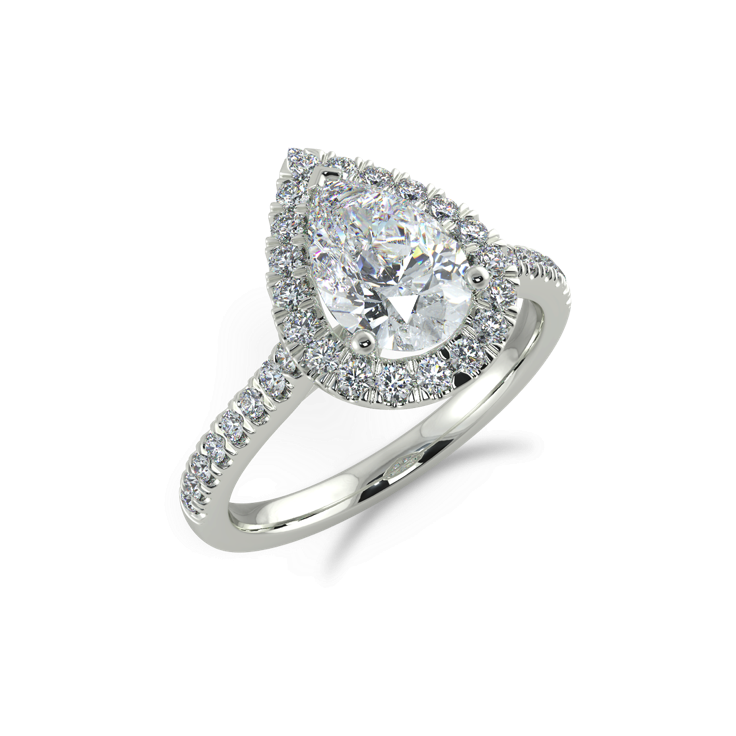 Pear Halo Engagement Ring-Halo Engagement Rings