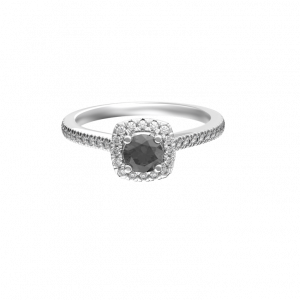 Cushion Halo Black Diamond Engagement Ring- Halo engagement rings