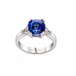 tanzanite and trilliant cut diamond ring