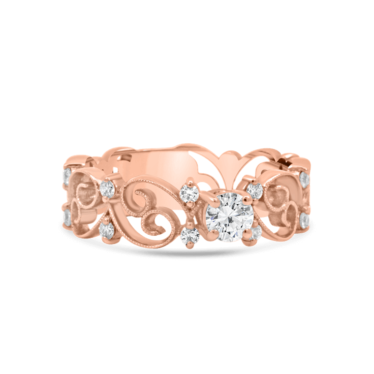 open butterfly centre diamond filigree engagement ring