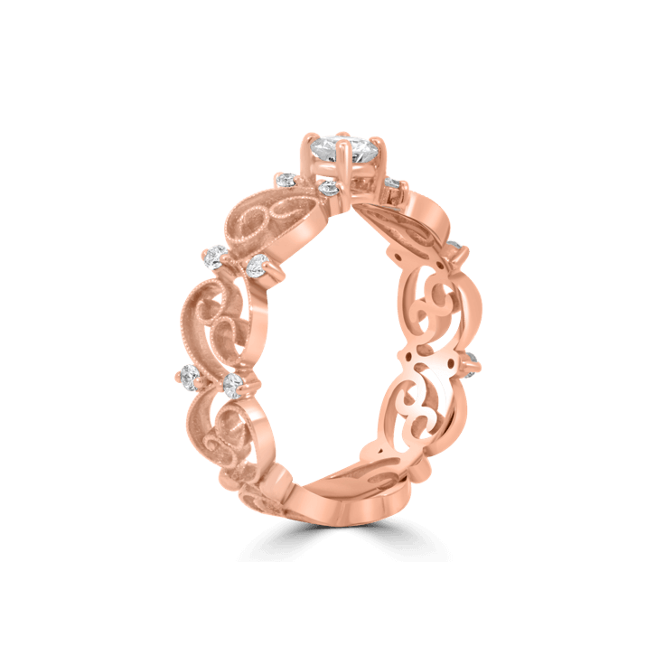 open butterfly centre diamond filigree engagement ring