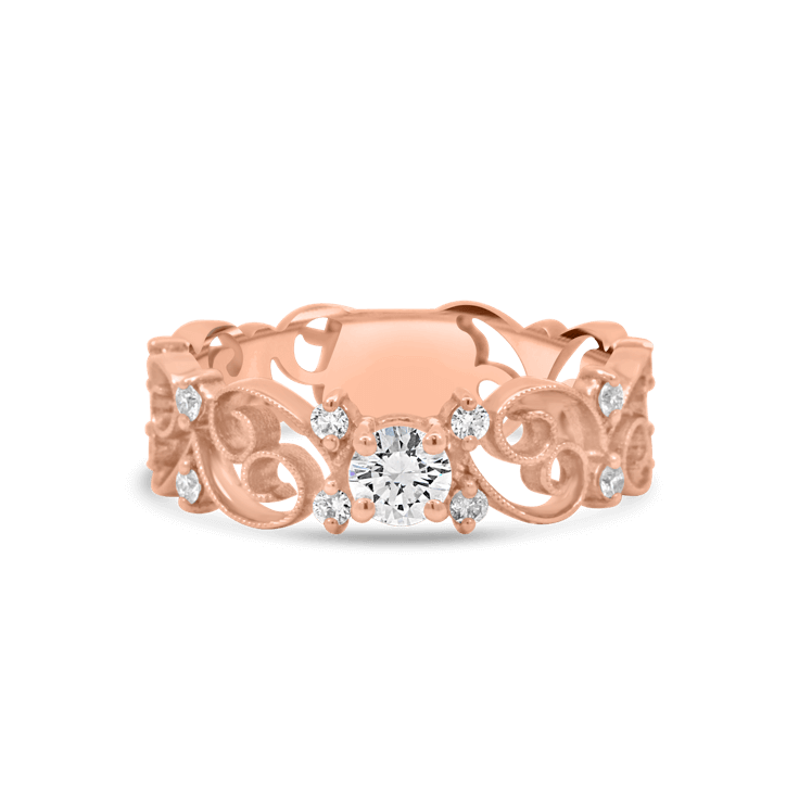 open butterfly centre diamond filigree engagement ring
