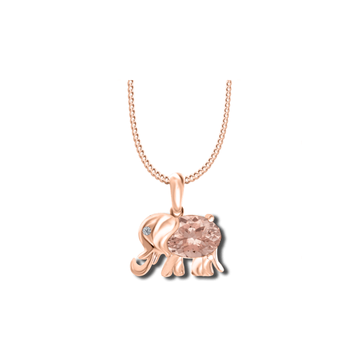 morganite elephant pendant _morganite jewellery