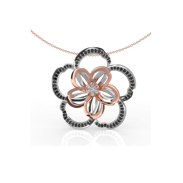 Black Diamond Palesa Flower Pendant Pendant - Bachelor Jewellery