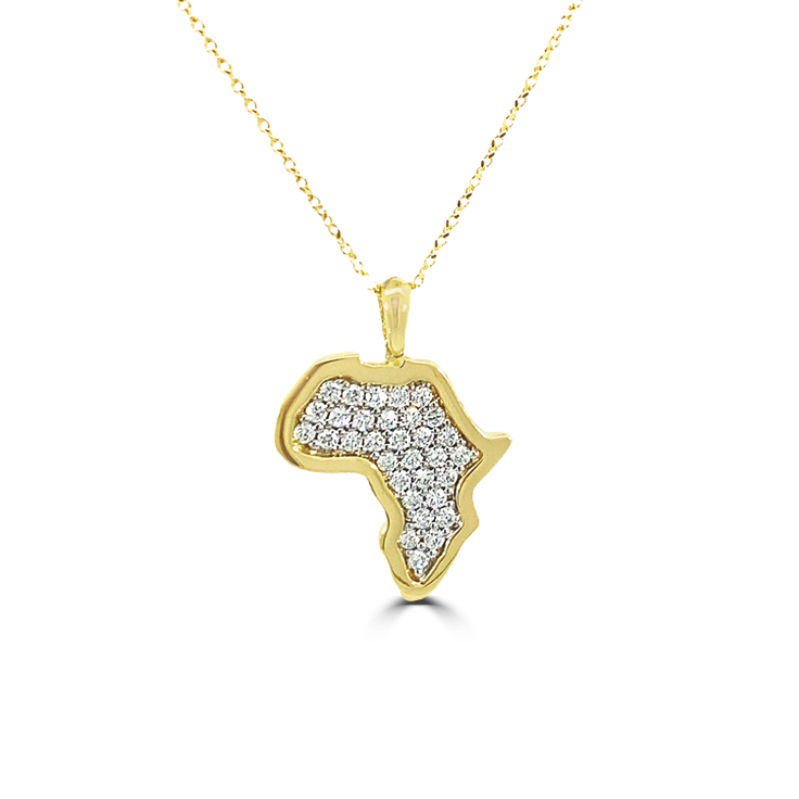Small Diamond Map of Africa Pendant_African Jewellery