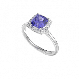 Tanzanite Halo Diamond Ring