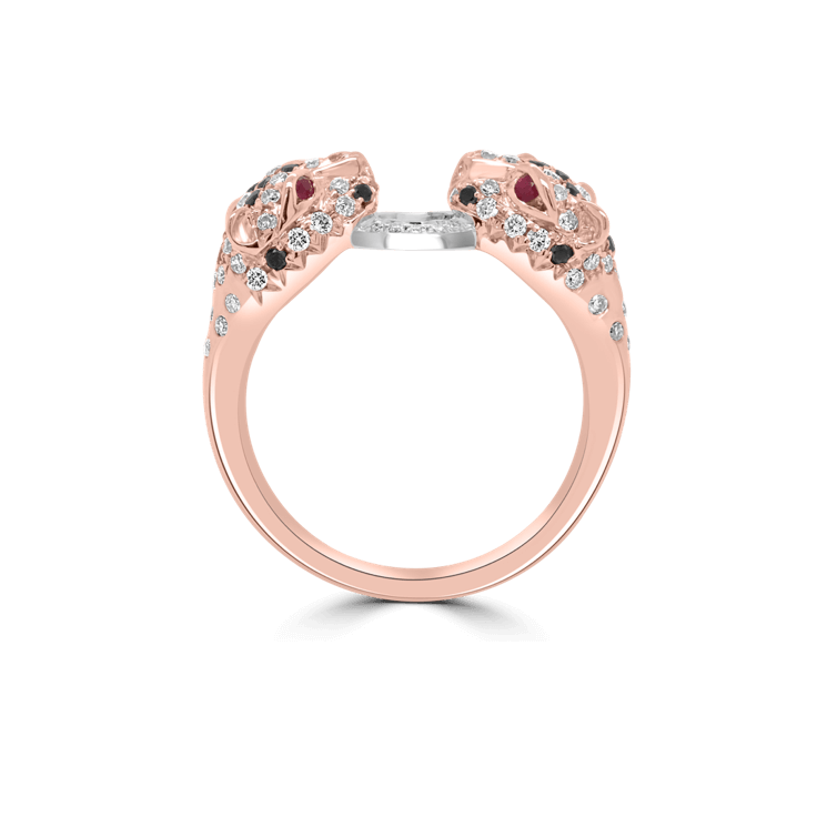 Diamond Double Headed Leopard Ring- Animal Jewellery