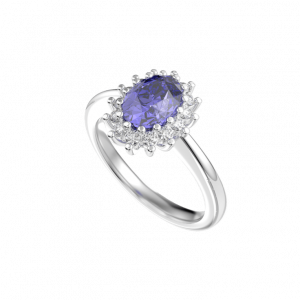 Tanzanite Halo Diamond Ring