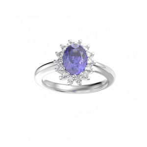Tanzanite Halo Diamond Ring