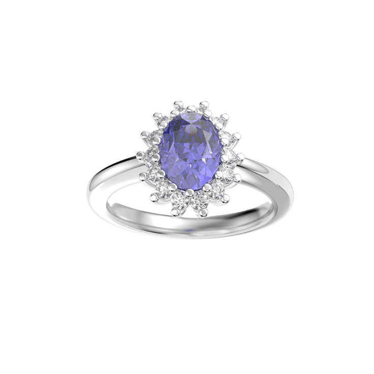 Tanzanite Halo Diamond Ring