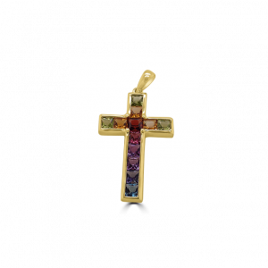 Rainbow cross pendant