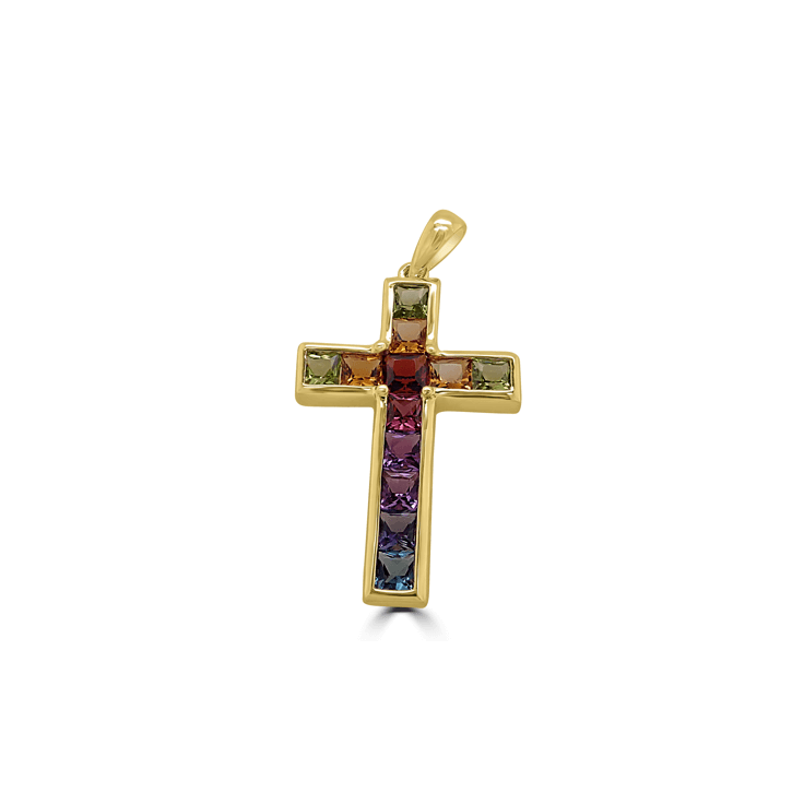Rainbow cross pendant