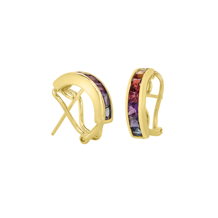 Rainbow small huggie earrings