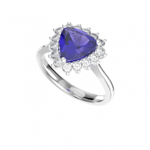 Trilliant Tanzanite & Diamond Ring