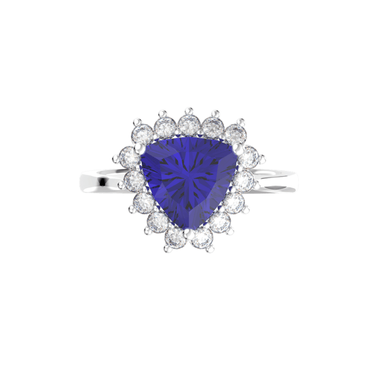 Trilliant Tanzanite & Diamond Ring