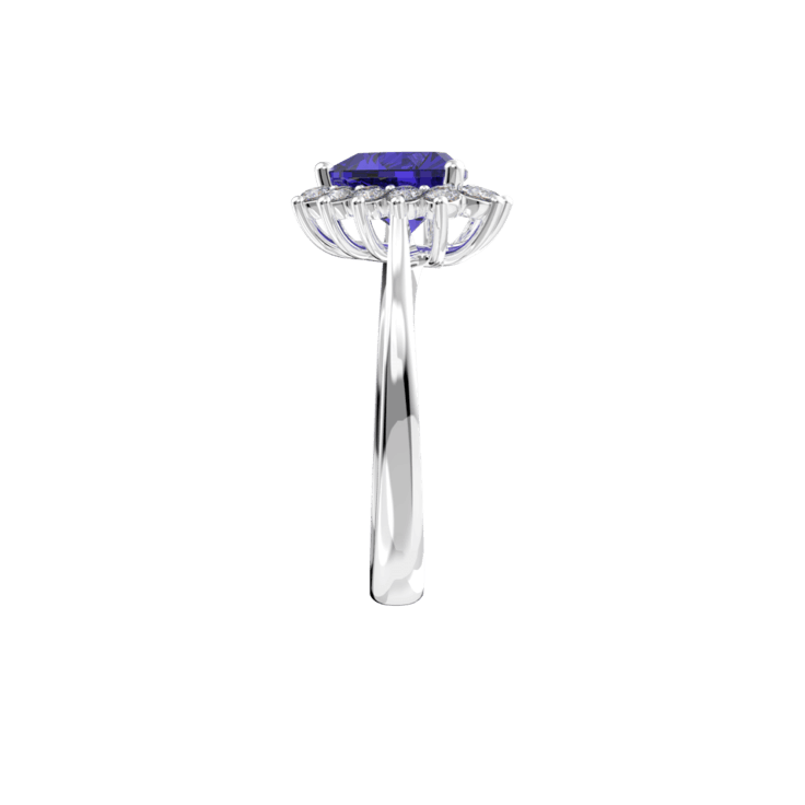 Trilliant Tanzanite & Diamond Ring