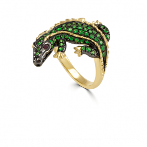 green garnet crocodile ring
