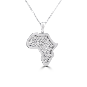 medium white diamond map pendant_African Jewellery