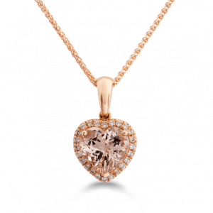 Heart Morganite & Diamond Halo Pendant-morganite jewellery