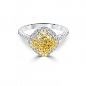 Intense Fancy Yellow Cushion Diamond Halo