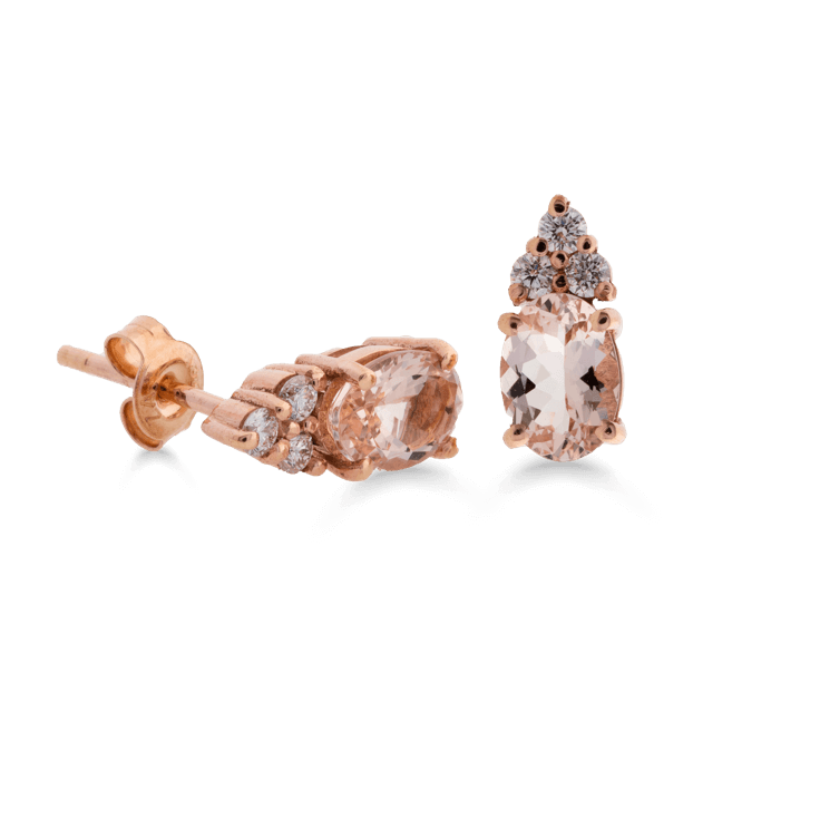 Oval Morganite & Diamond Earrings-morganite jewellery