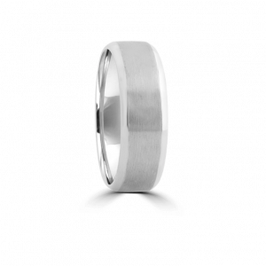 Gents White Gold Bevelled Edge Wedding Band