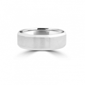 Gents White Gold Bevelled Edge Wedding Band