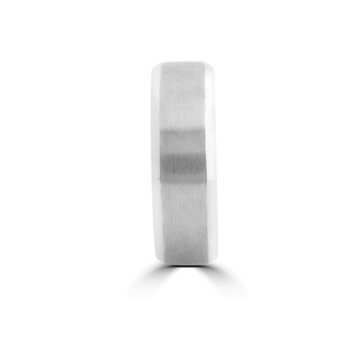 Gents White Gold Bevelled Edge Wedding Band
