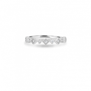 Round Diamond Square Stack Ring
