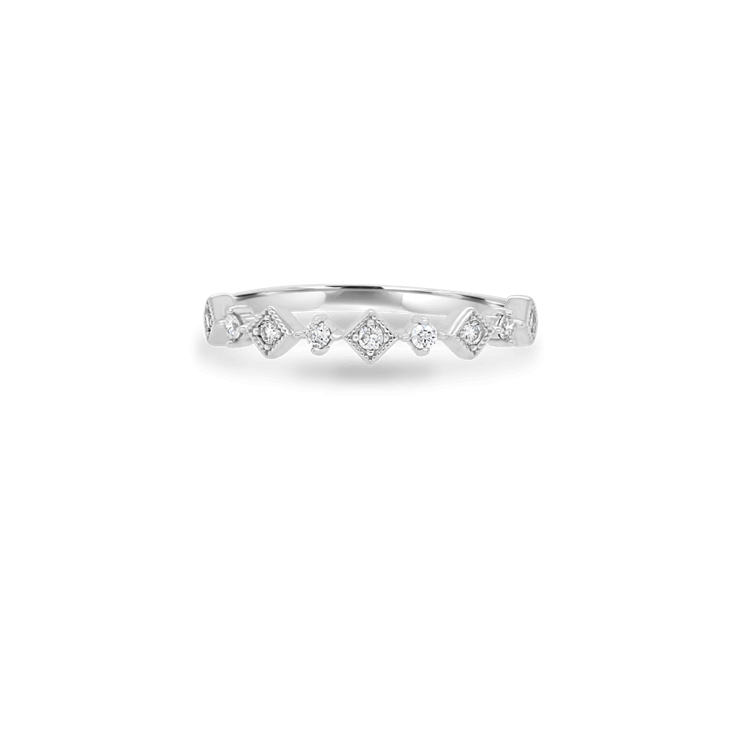 Round Diamond Square Stack Ring
