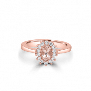 Oval Morganite & Diamond Halo Pave Ring