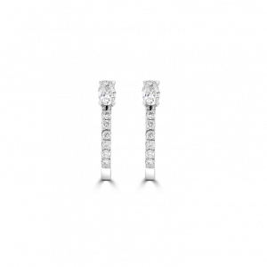 Oval Diamond Stud Huggie Hoop Earrings