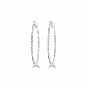 Large Oval Double Diamond Hoop Earrings