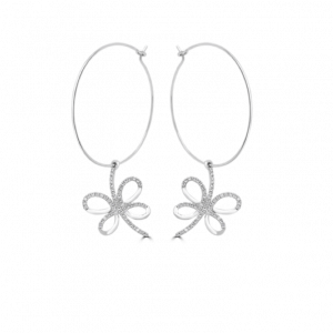 Diamond Flutter Branch Hoop Earrings