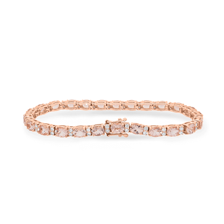 Oval Morganite & Diamond Tennis Bracelet