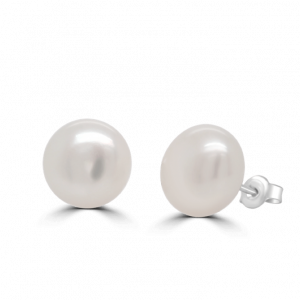 Button Pearl Studs - Pearl Jewellery