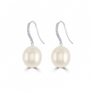 Diamond Pearl Drop Earrings