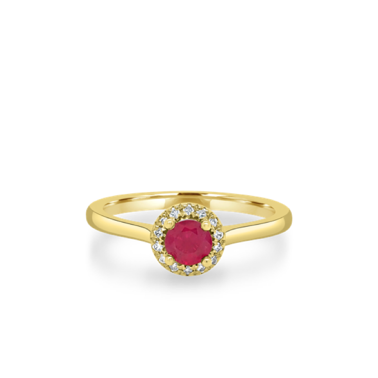 Ruby Gemstone Diamond Halo Ring