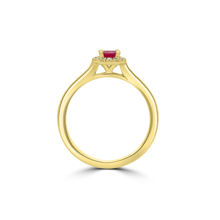 Ruby Gemstone Diamond Halo Ring