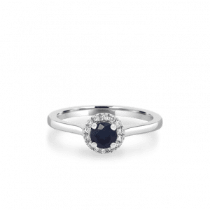Sapphire Gemstone Diamond Halo Ring