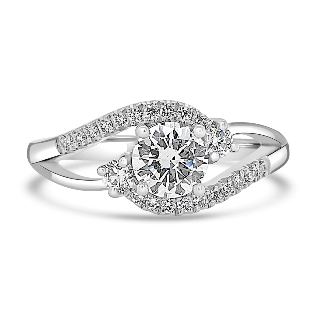 Twist Halo Engagement Ring