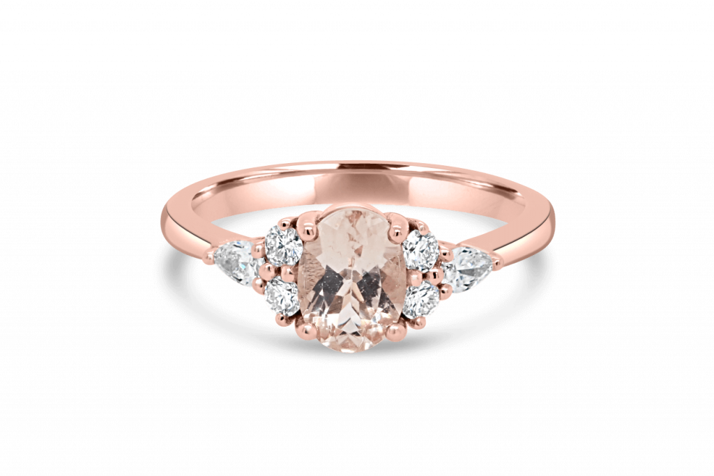 Oval Morganite and Diamond Engagement Ring