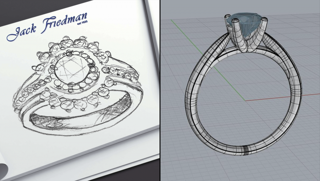 Engagement ring sketch and CAD