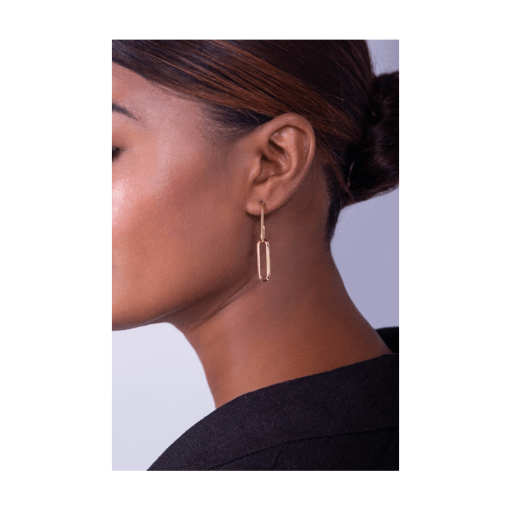 Paperclip Stud Earrings on woman