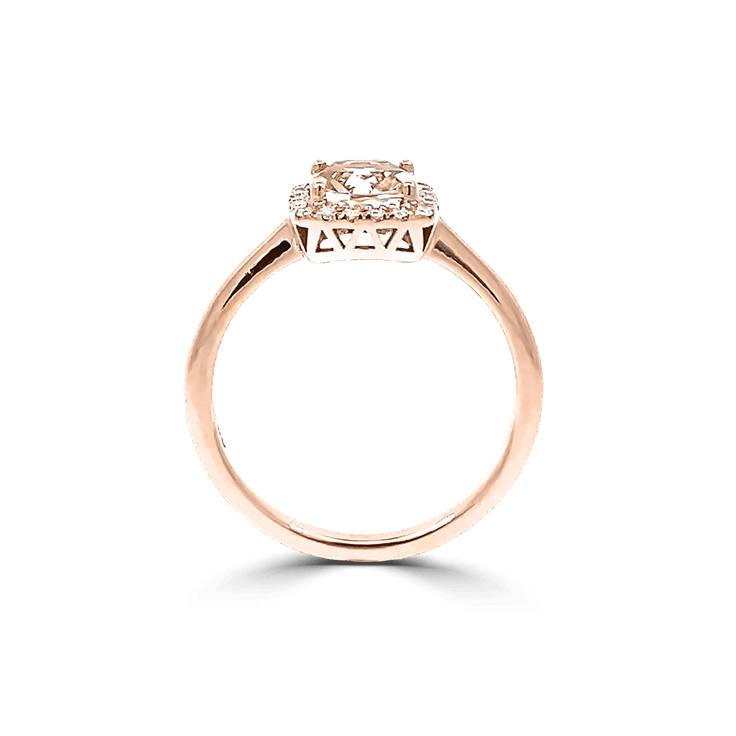 Cushion Morganite & Diamond Halo Ring_morganite jewellery
