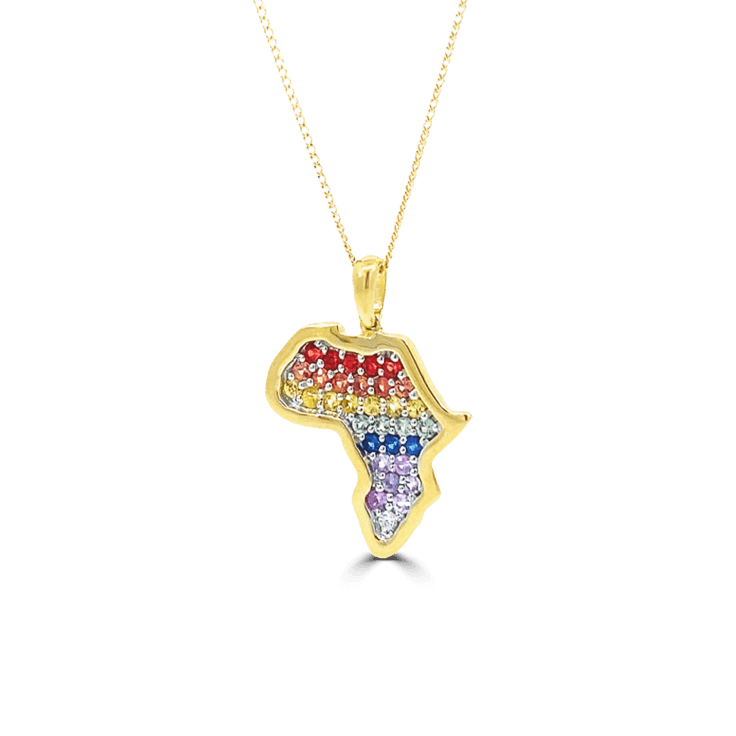 Rainbow Sapphire Diamond African Map_African Jewellery