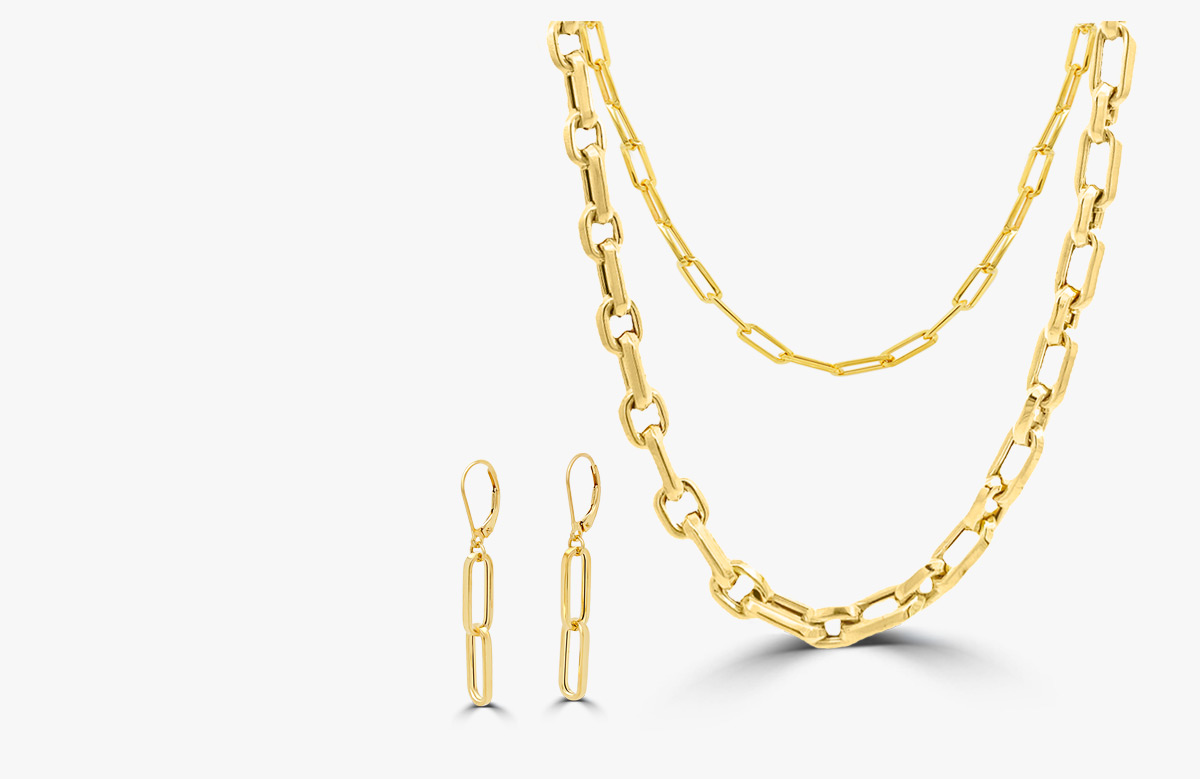 paperclip jewellery earrings and chain